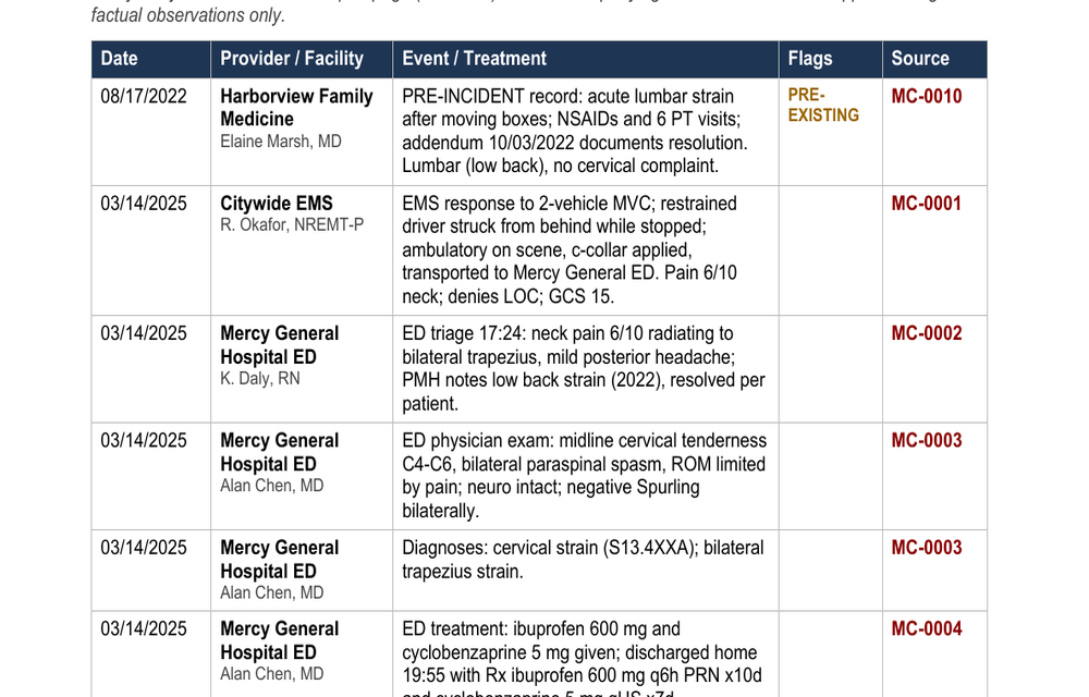 The ChronCite chronology produced from the records